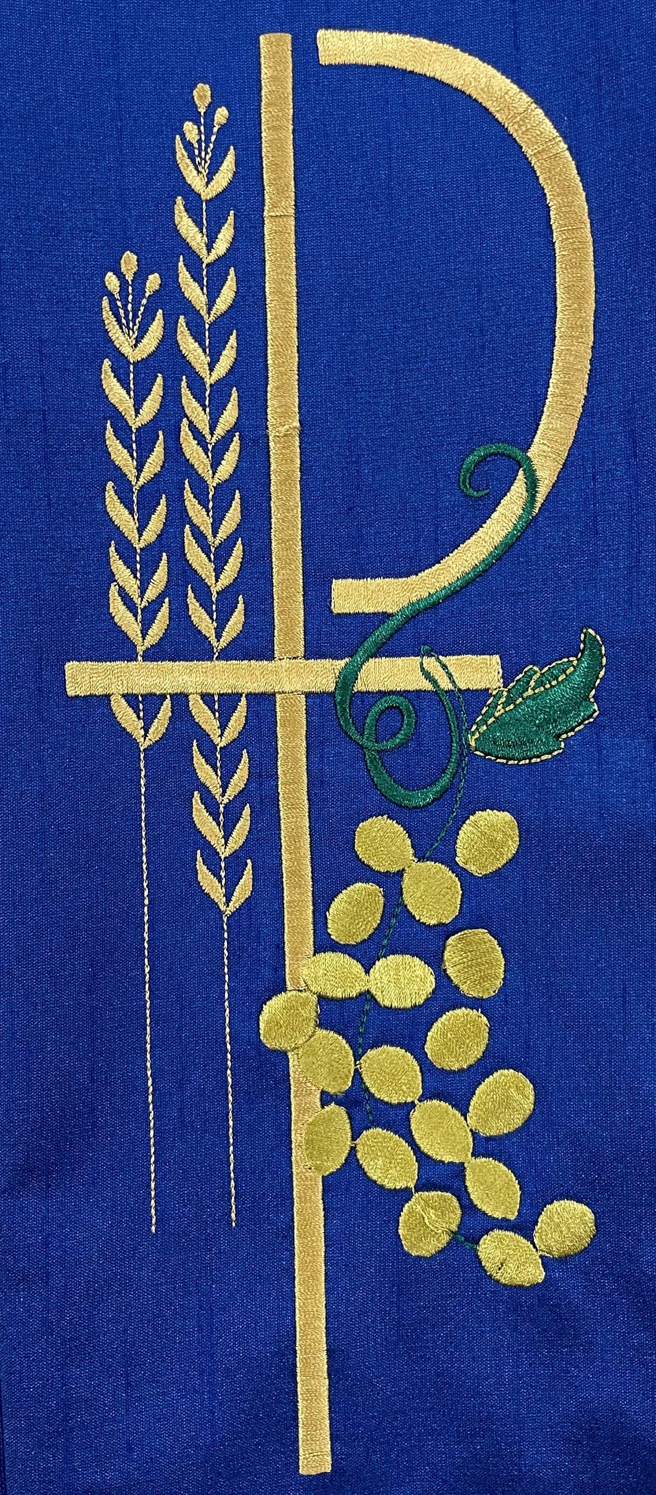 Cross with Grapes & Wheat - Chi Rho - Deacon Stole