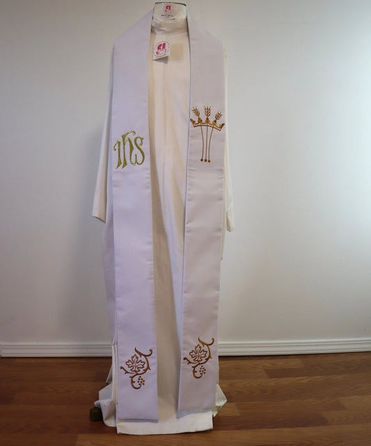 JHS Medallion with crown Chasuble and stole set