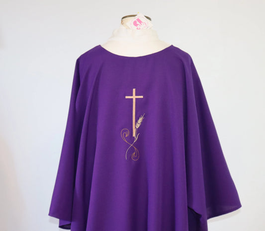 Cross with Wheat - Chasuble & Stole Set