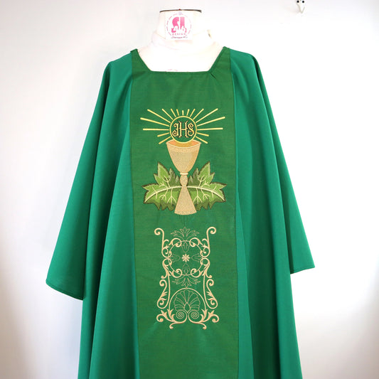 JHS Chalice with vines - Chasuble and stole set