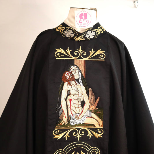 Blessed Virgin Mary cradling the mortal body of Jesus Christ - Chasuble + Stole Set.