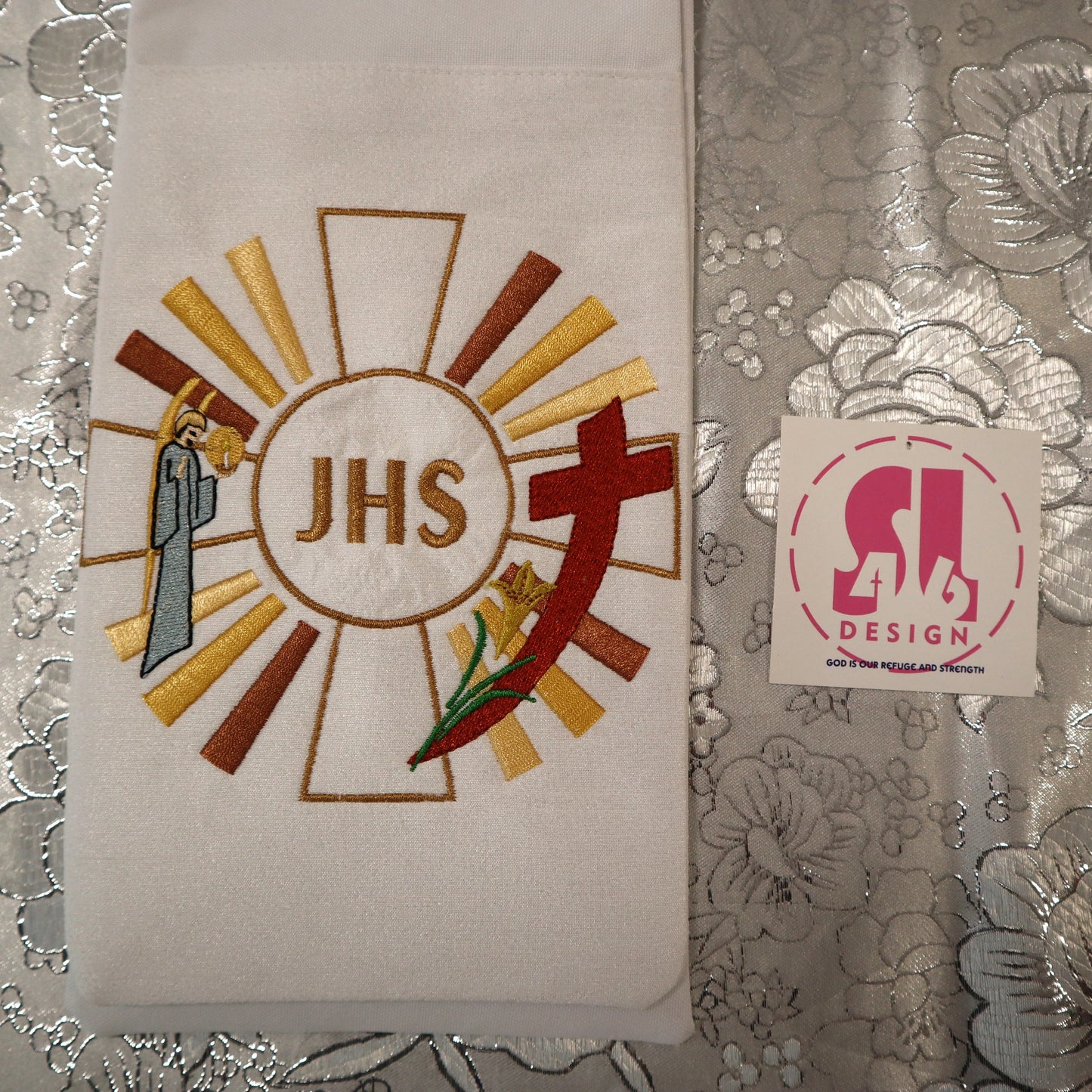 JHS medallion - Mary & Joseph- deacon stole