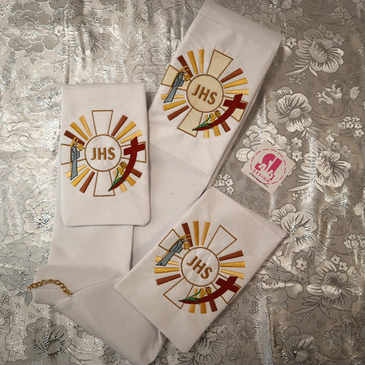 JHS medallion - Mary & Joseph- deacon stole