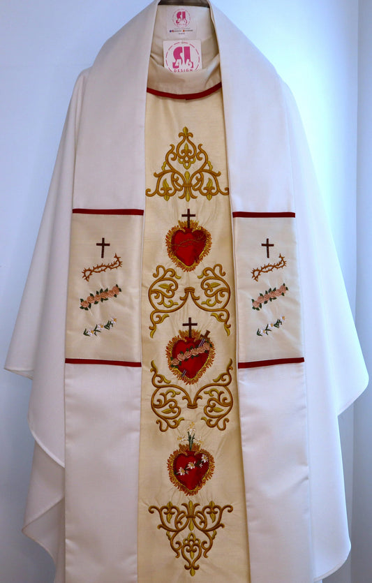 Sacred Heart of Jesus, Mary & Joseph - Chasuble + Stole Set