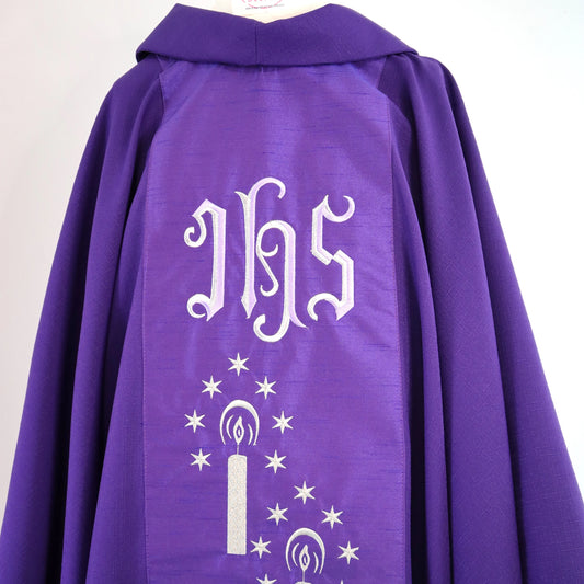 JHS with Advent candles - Chasuble and stole set