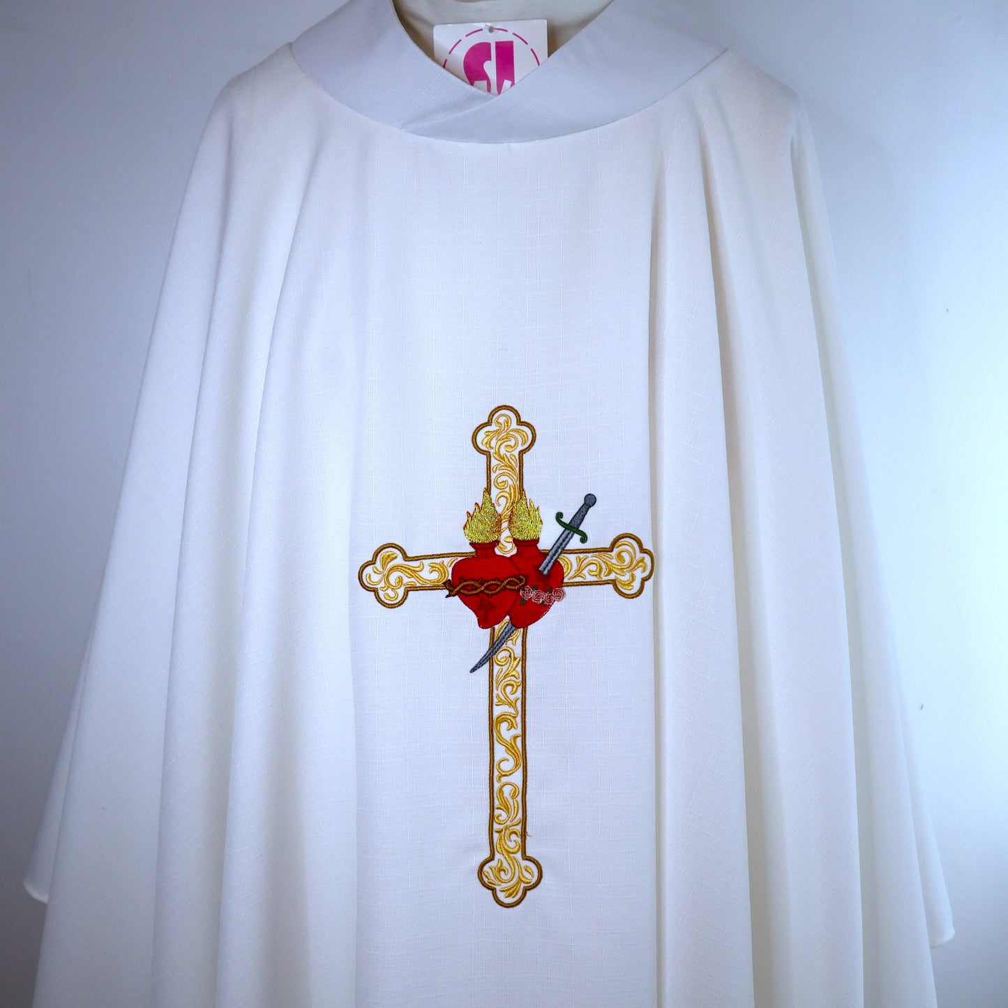 Sacred Heart of Jesus & Mary Cross - Chasuble + Stole Set.