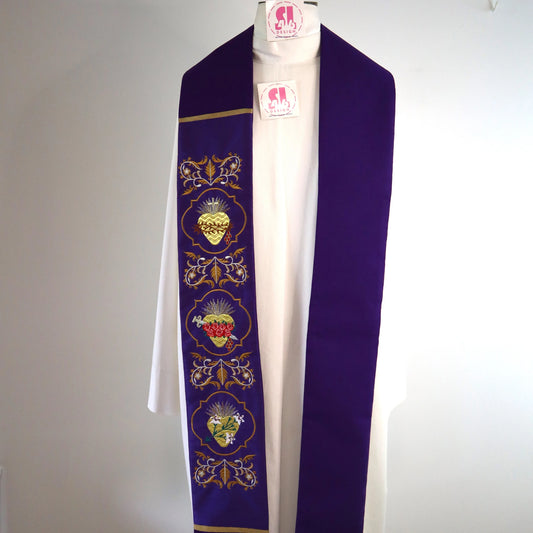 Priest Stole - Sacred Heart of Jesus Mary and Joseph 1
