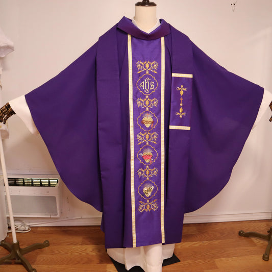 Sacred Heart of Jesus, Mary & Joseph - Chasuble + Stole Set