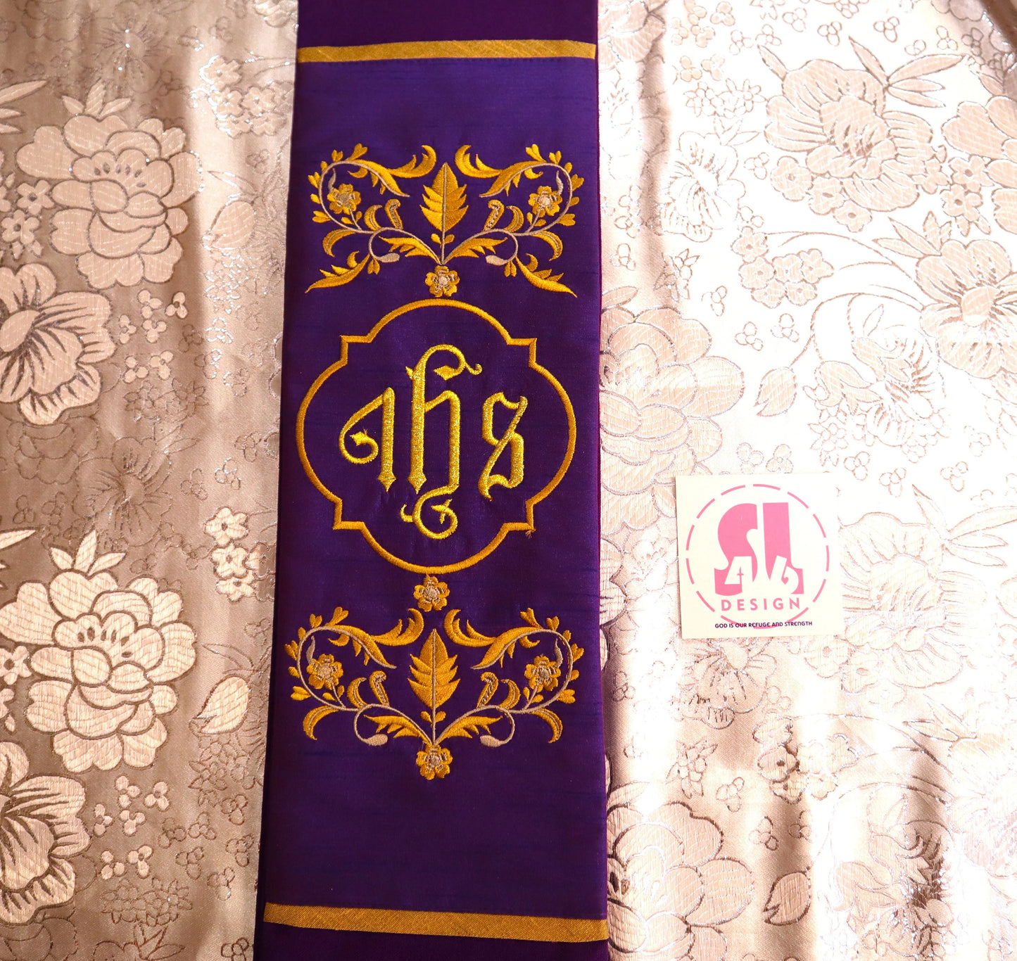 Floral JHS Medallion - deacon stole