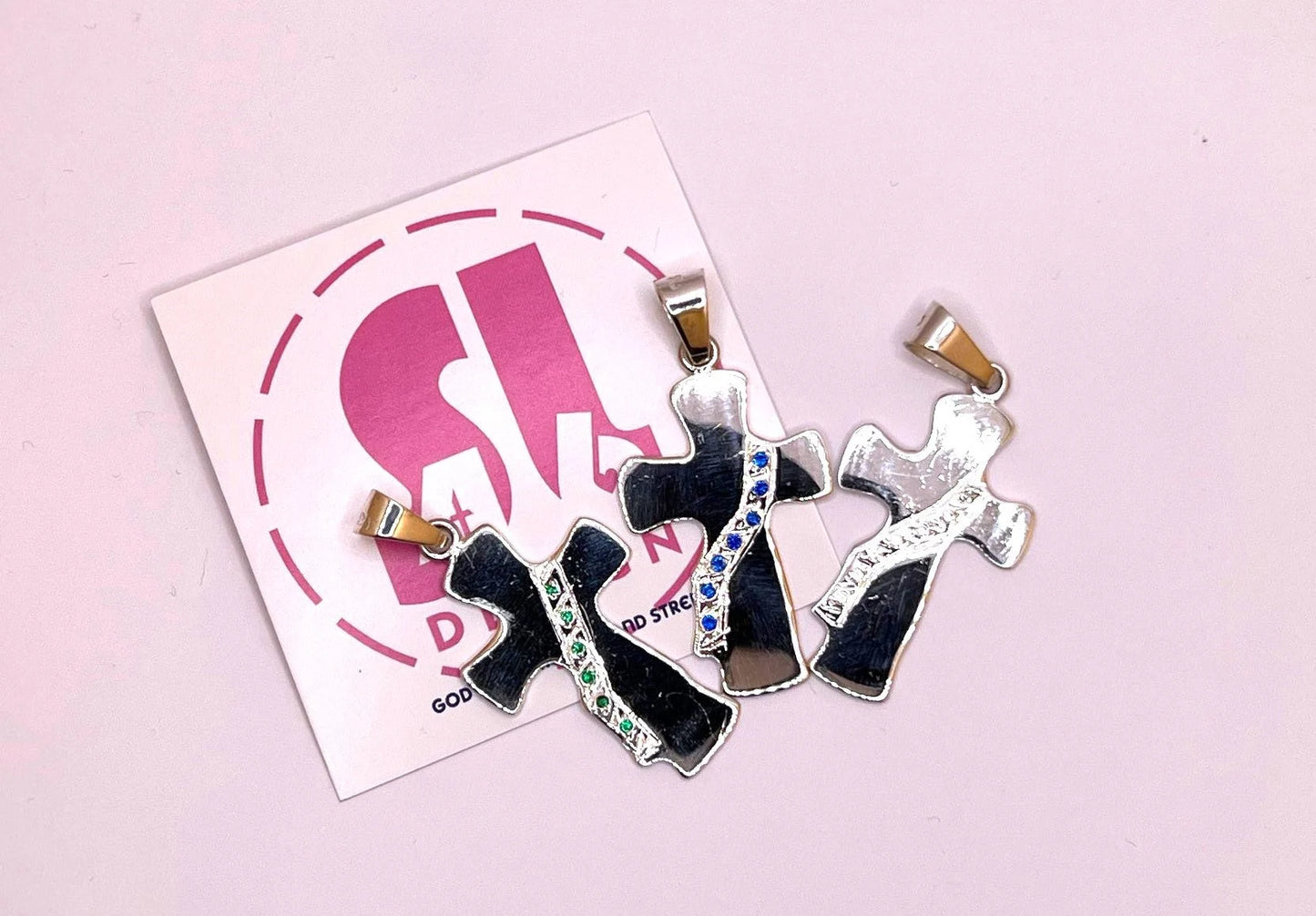 Deacon & Spouse Cross Necklace - Sterling Silver with Swarovski crystals