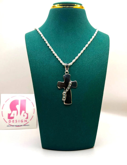 Deacon Cross Necklace - Sterling Silver with Swarovski crystals