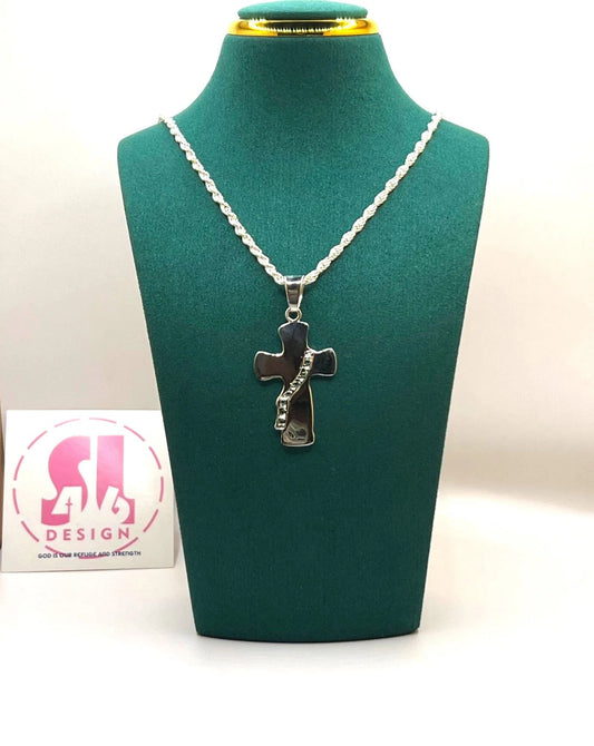 Deacon Cross Necklace - Sterling Silver with Swarovski crystals