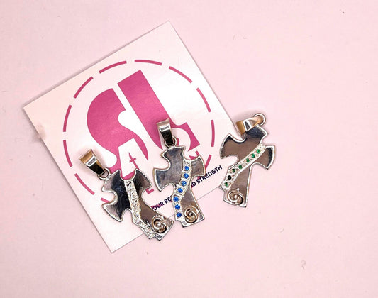 Deacon's spouse Cross Necklace - Sterling Silver with Swarovski crystals