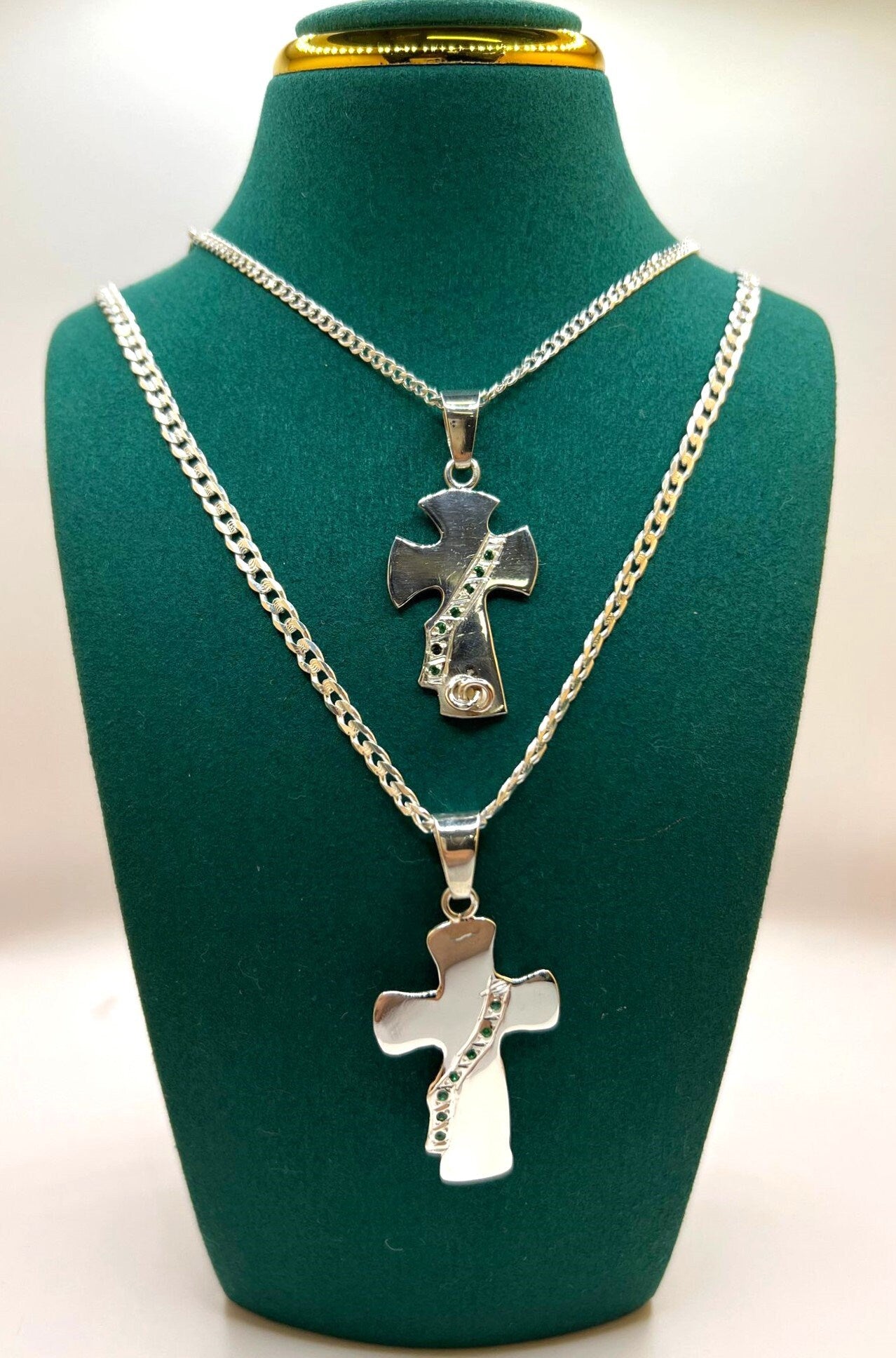 Deacon's spouse Cross Necklace - Sterling Silver with Swarovski crystals