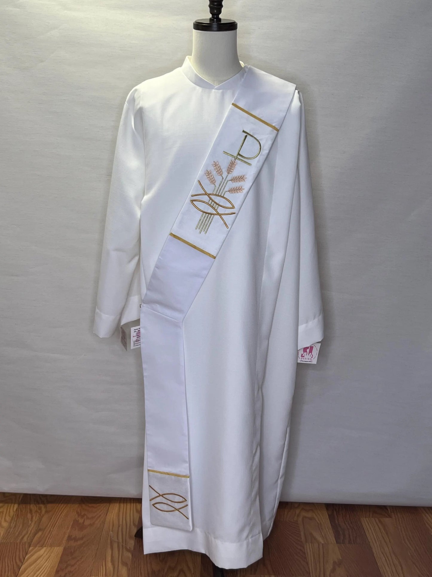 Cross with Grapes & Wheat - Chi Rho - Deacon Stole