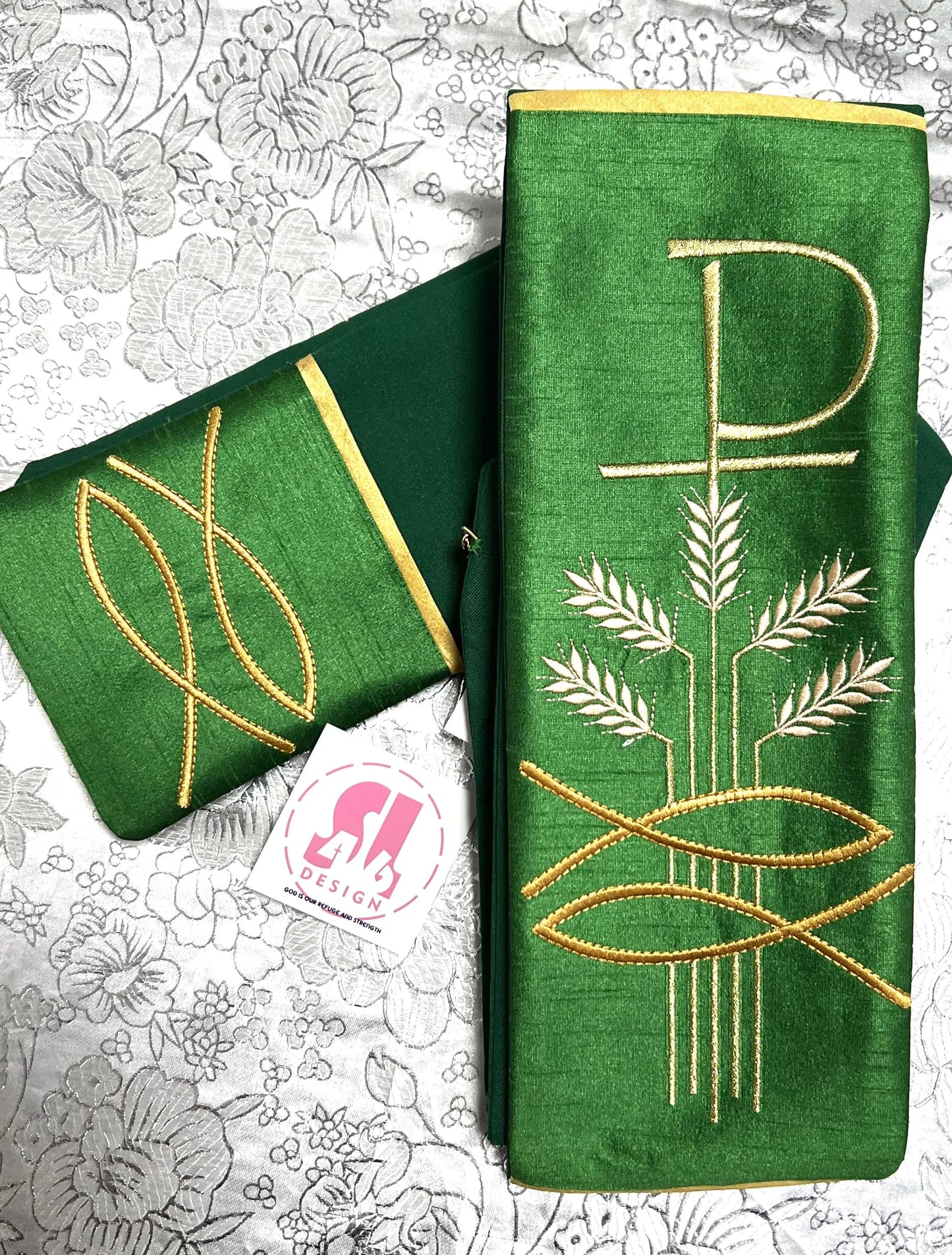 Cross with Grapes & Wheat - Chi Rho - Deacon Stole
