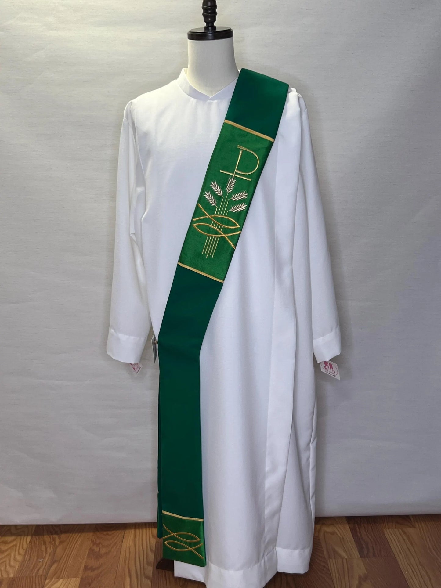 Cross with Grapes & Wheat - Chi Rho - Deacon Stole