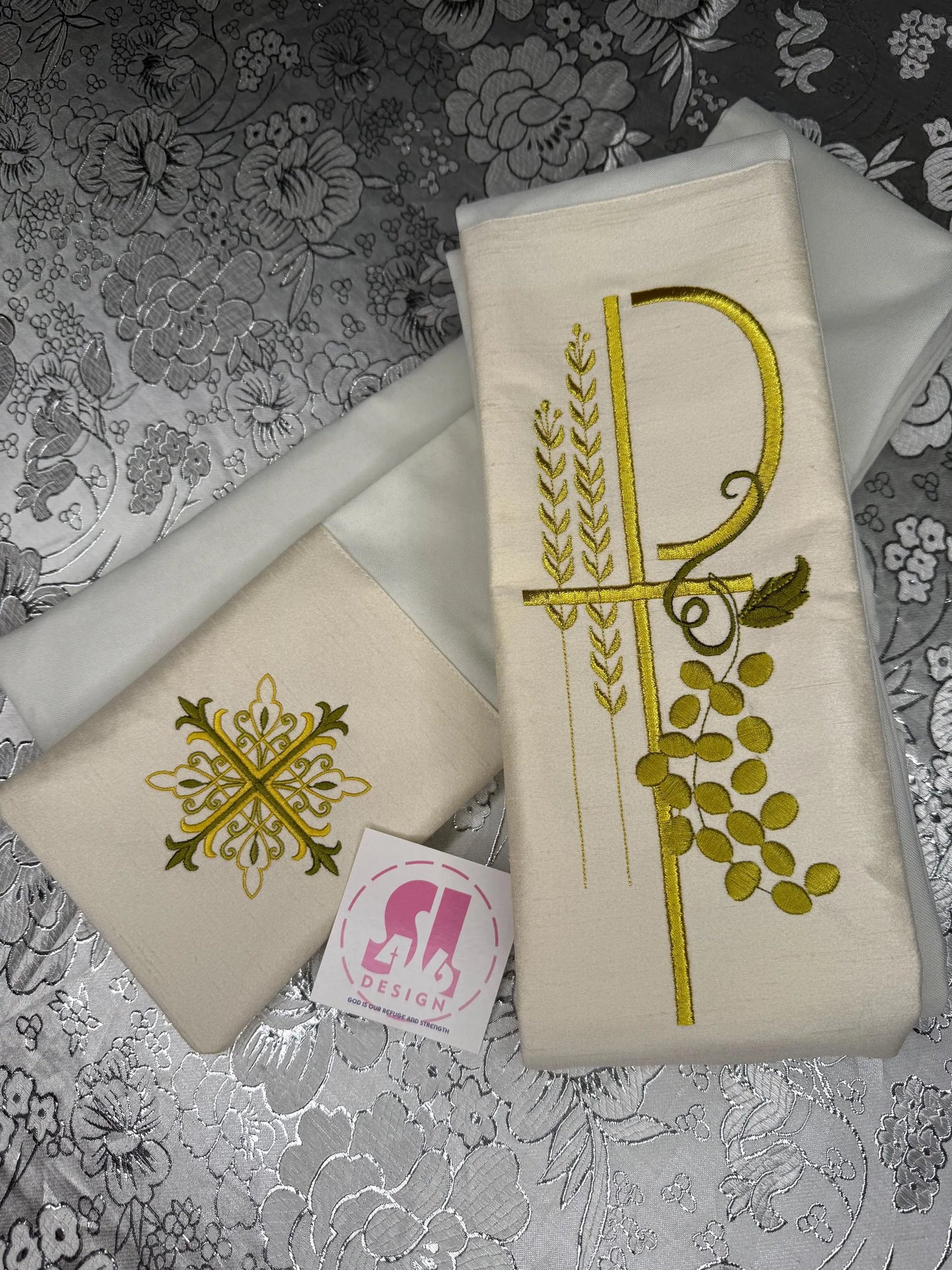 Cross with Grapes & Wheat - Chi Rho - Deacon Stole
