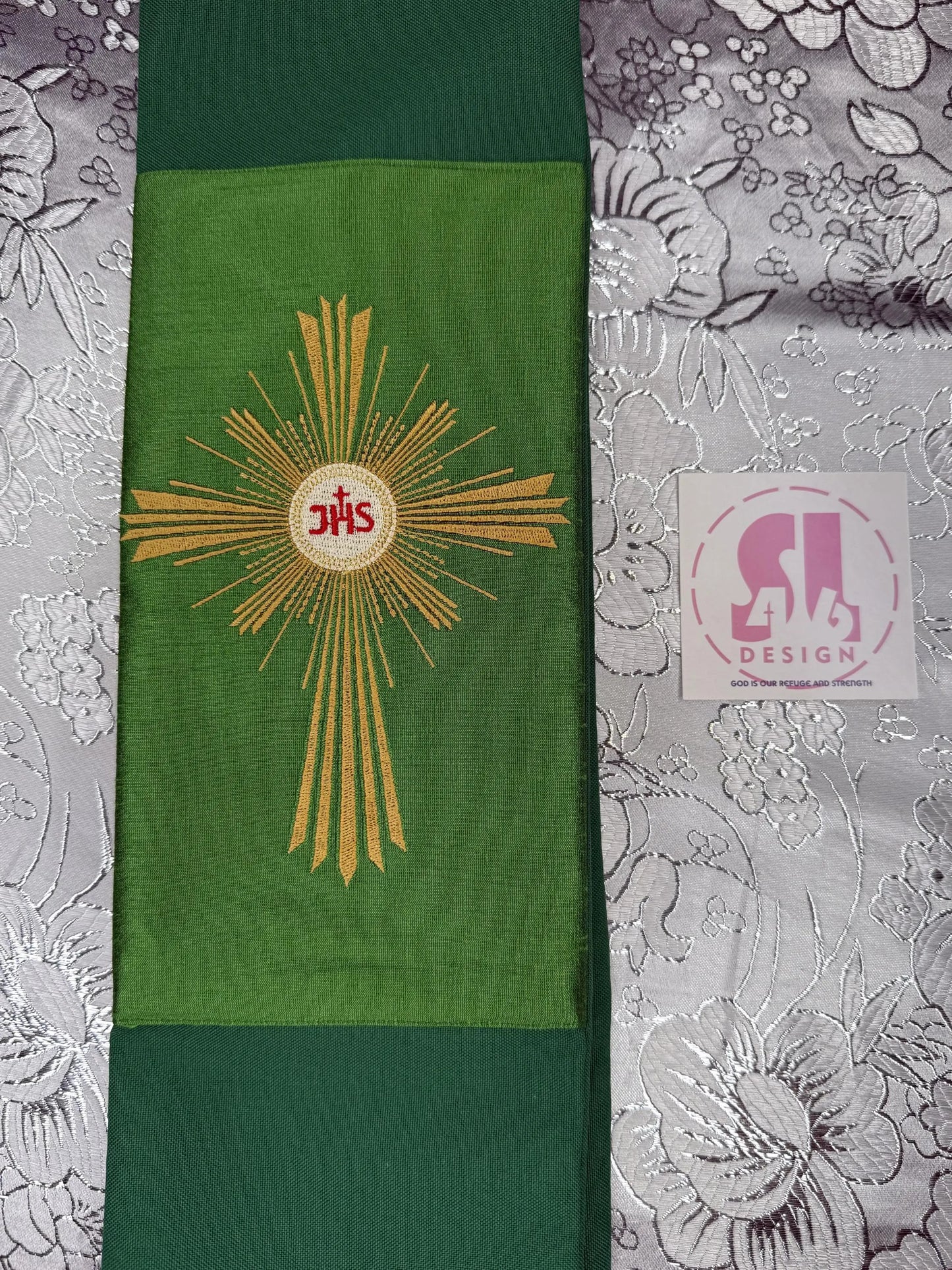 Holy Spirit Cross & JHS Medallion - Priest Stole