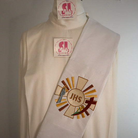 JHS medallion - Mary & Joseph- deacon stole