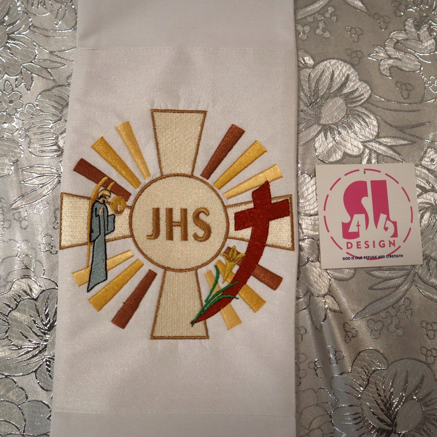 JHS medallion - Mary & Joseph- deacon stole