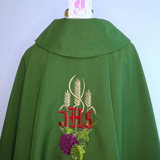 JHS with grape vines and wheat - Chasuble and stole set