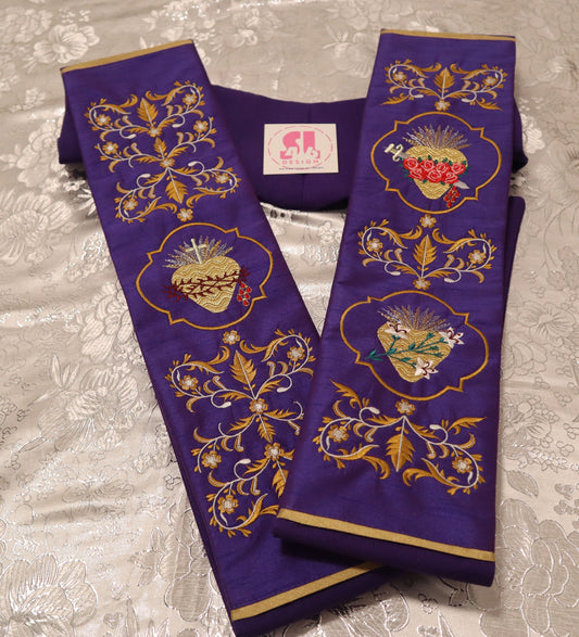 HOLY FAMILY - Sacred Heart of Mary, Joseph & Jesus - Priest Stole