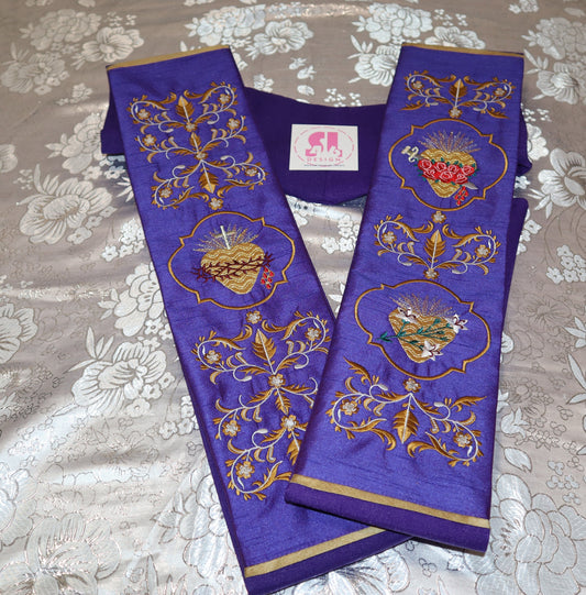 HOLY FAMILY - Sacred Heart of Mary, Joseph & Jesus - Priest Stole