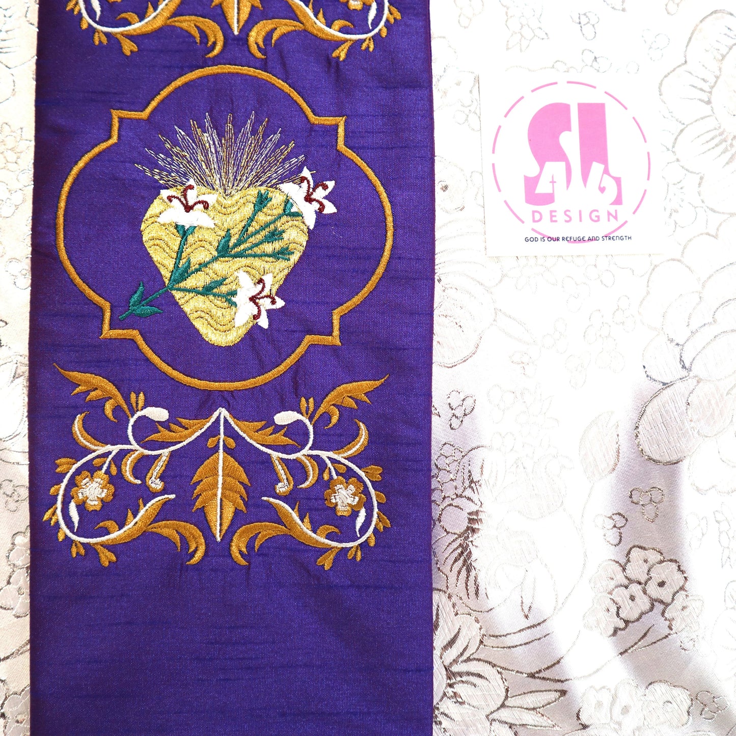 Priest Stole - Sacred Heart of Jesus Mary and Joseph 1