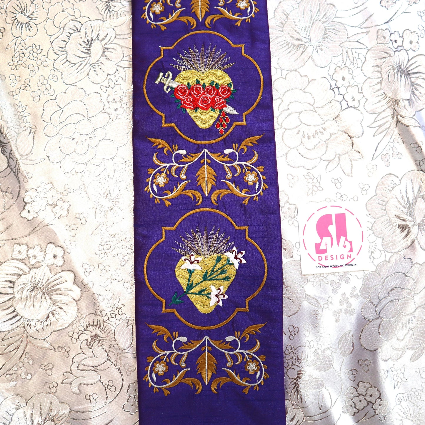Priest Stole - Sacred Heart of Jesus Mary and Joseph 1