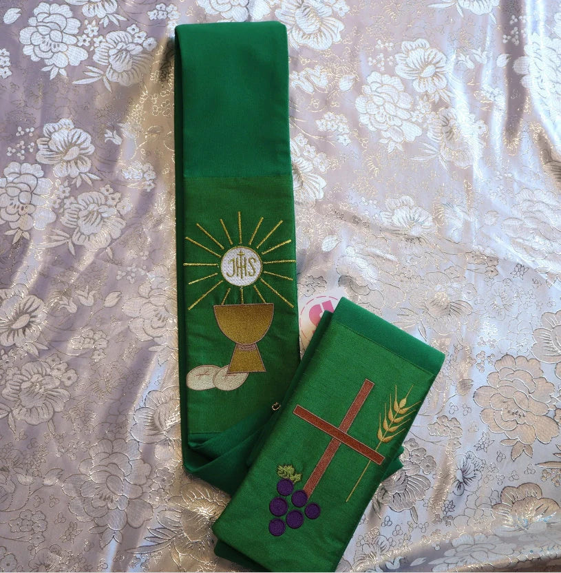 JHS - Chalice - Holy Communion - Dalmatic + Stole Set.